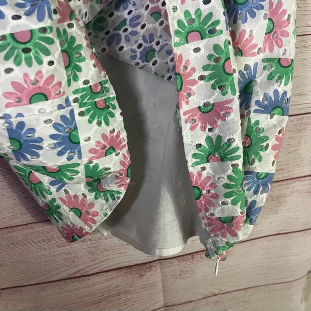 Talbots Floral MultiColor Eyelet Tank Top‎ Side Medium